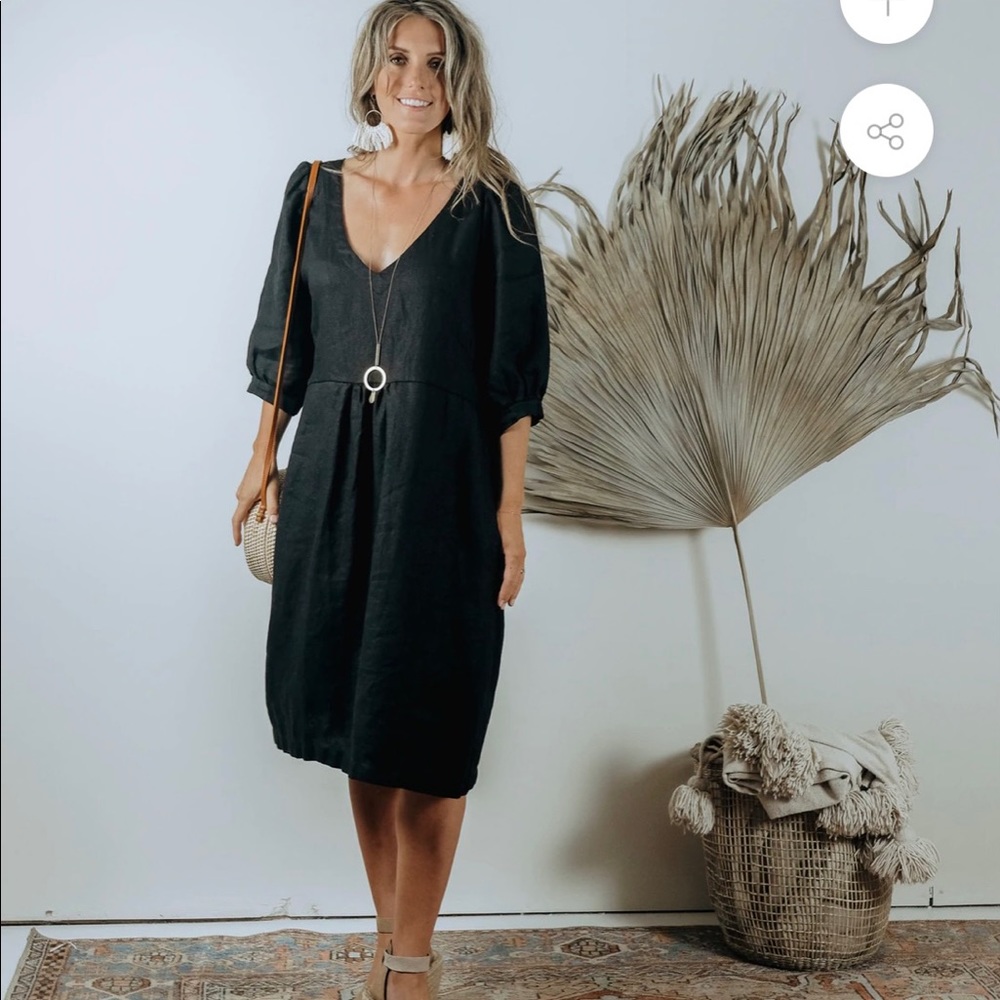 Black Indie Linen Dress